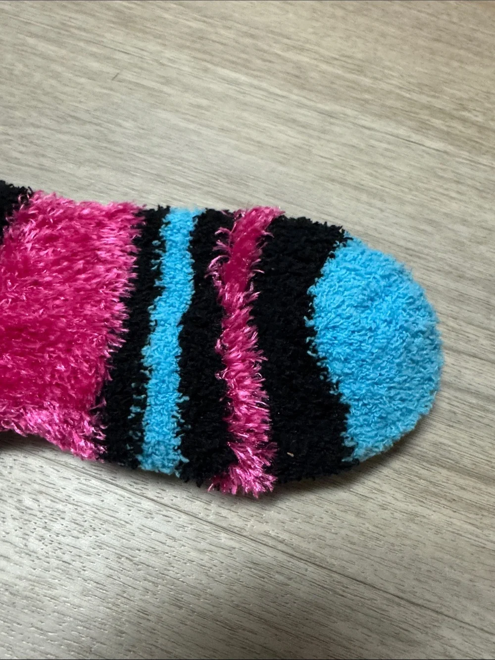Joe Boxer Fuzzy No-Show Socks in Bright Blue, Hot Pink & Black